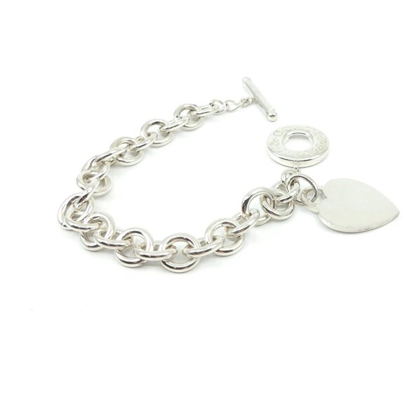 Tiffany & Co Sterling Silver Return to Tiffany Toggle Engravable Heart Bracelet - Picture 10 of 15